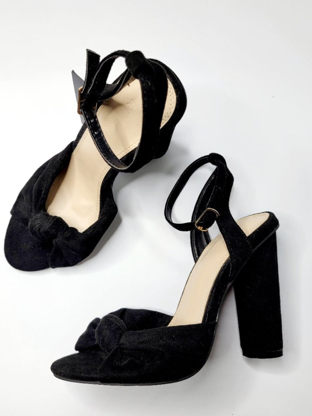 NEW Forever 21 Size 6 Black Faux Suede High Heel Ankle Strap Sandals
